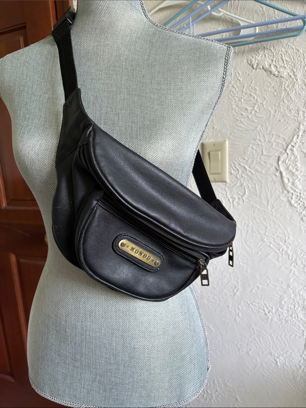 Black faux Leather Crossbody Belt Bag